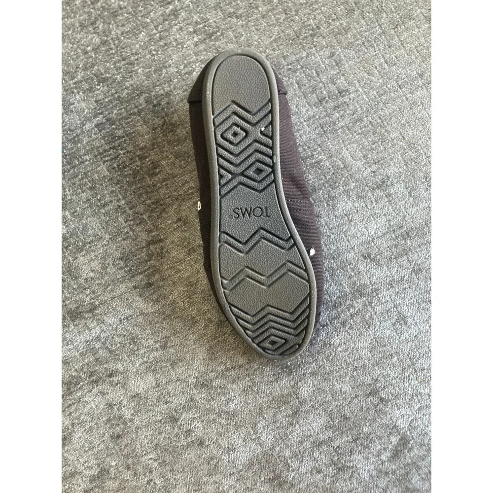 TOMS‎ Alpargata 10017716 Flats Women's US 6 Black Cotton Canvas Slip On Shoes